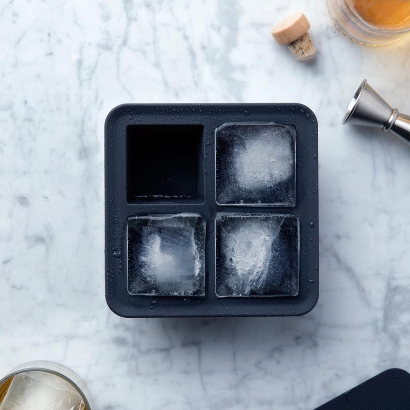 WP W&P Peak Silicone Extra Large Cube Ice Tray w/ Protective Lid | Charcoal | Easy to Remove Ice Cubes | Food Grade Premium Silicone | Dishwasher Safe, BPA Free - Image 2